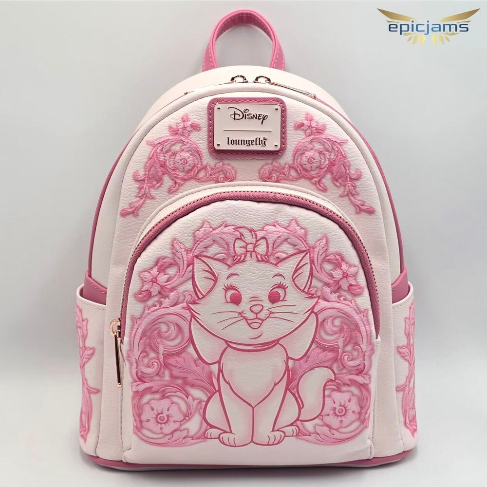 Loungefly Disney The Aristocats Marie Floral Embossed Pink Flowers Mini Backpack